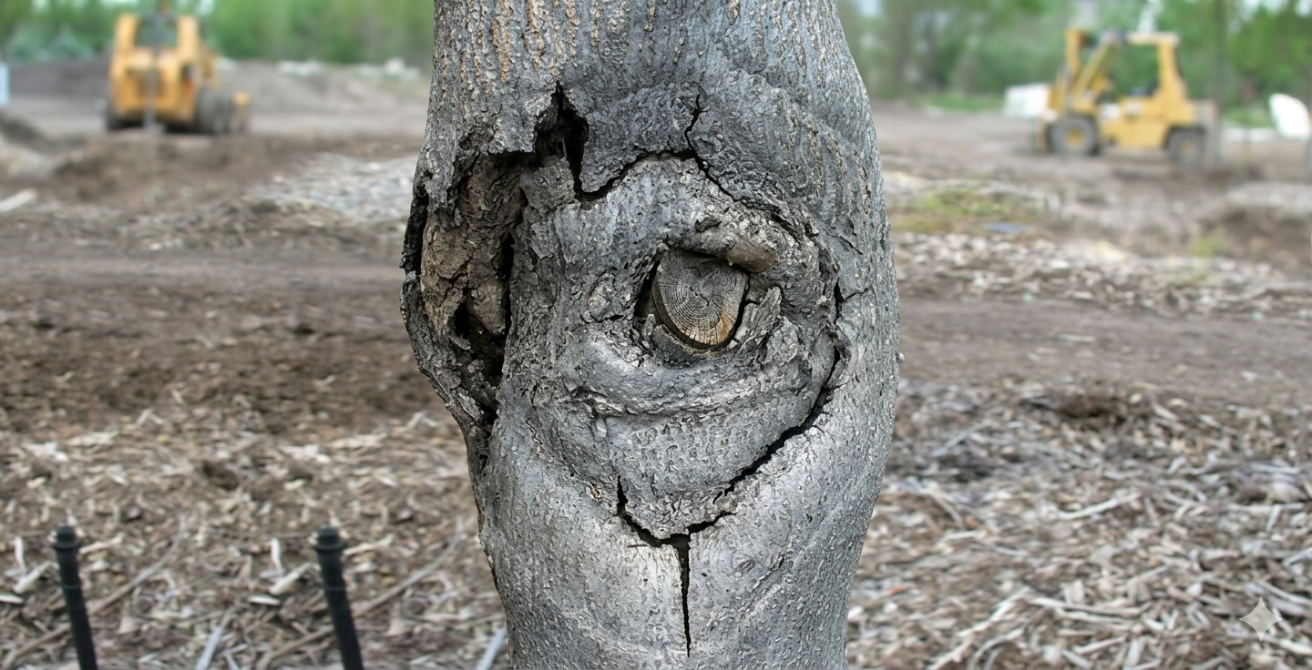 Certified Arborist Inspecting a Diseased Tree